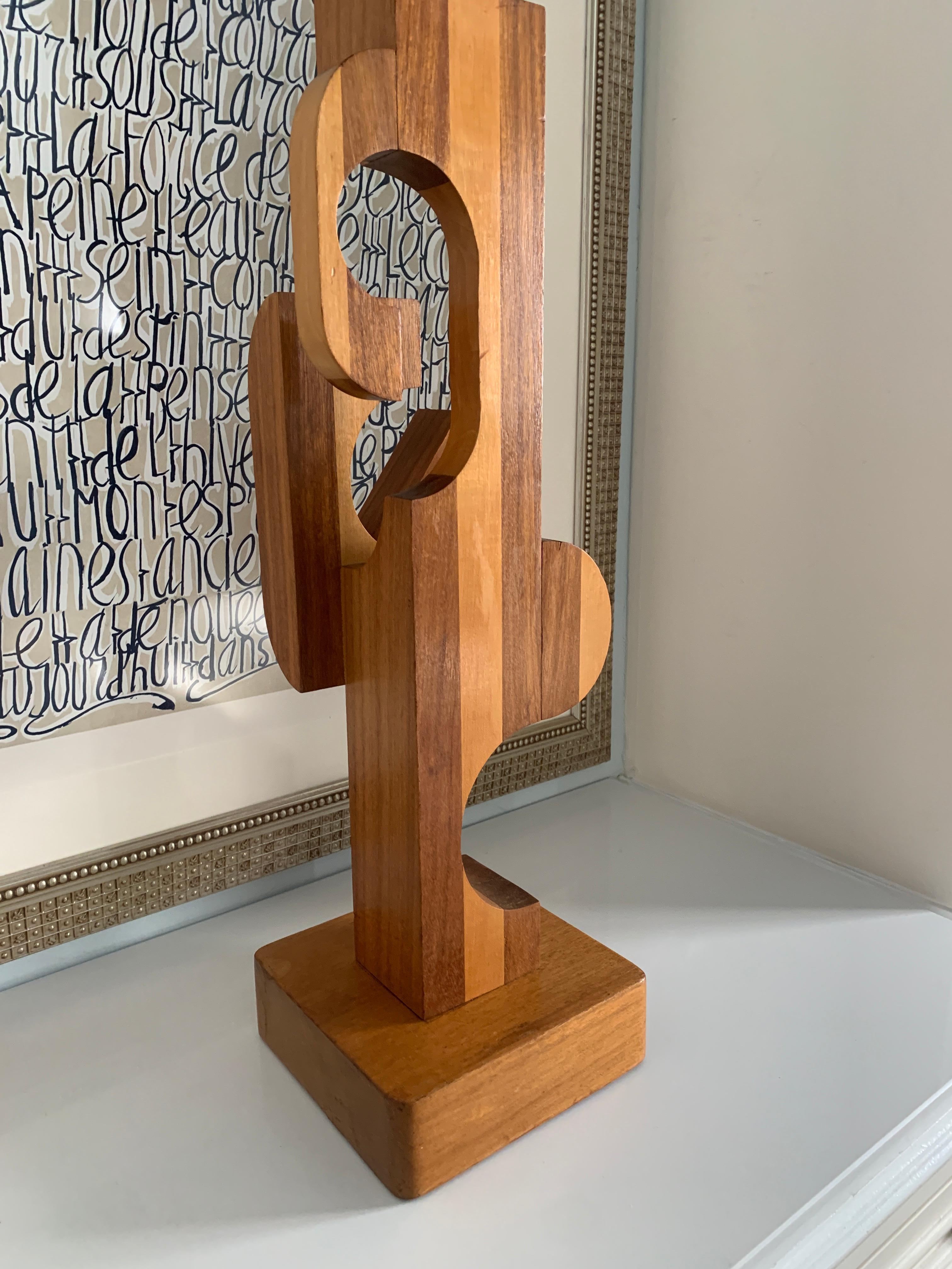 Wood Folkart Modern Geometric Sculpture 8