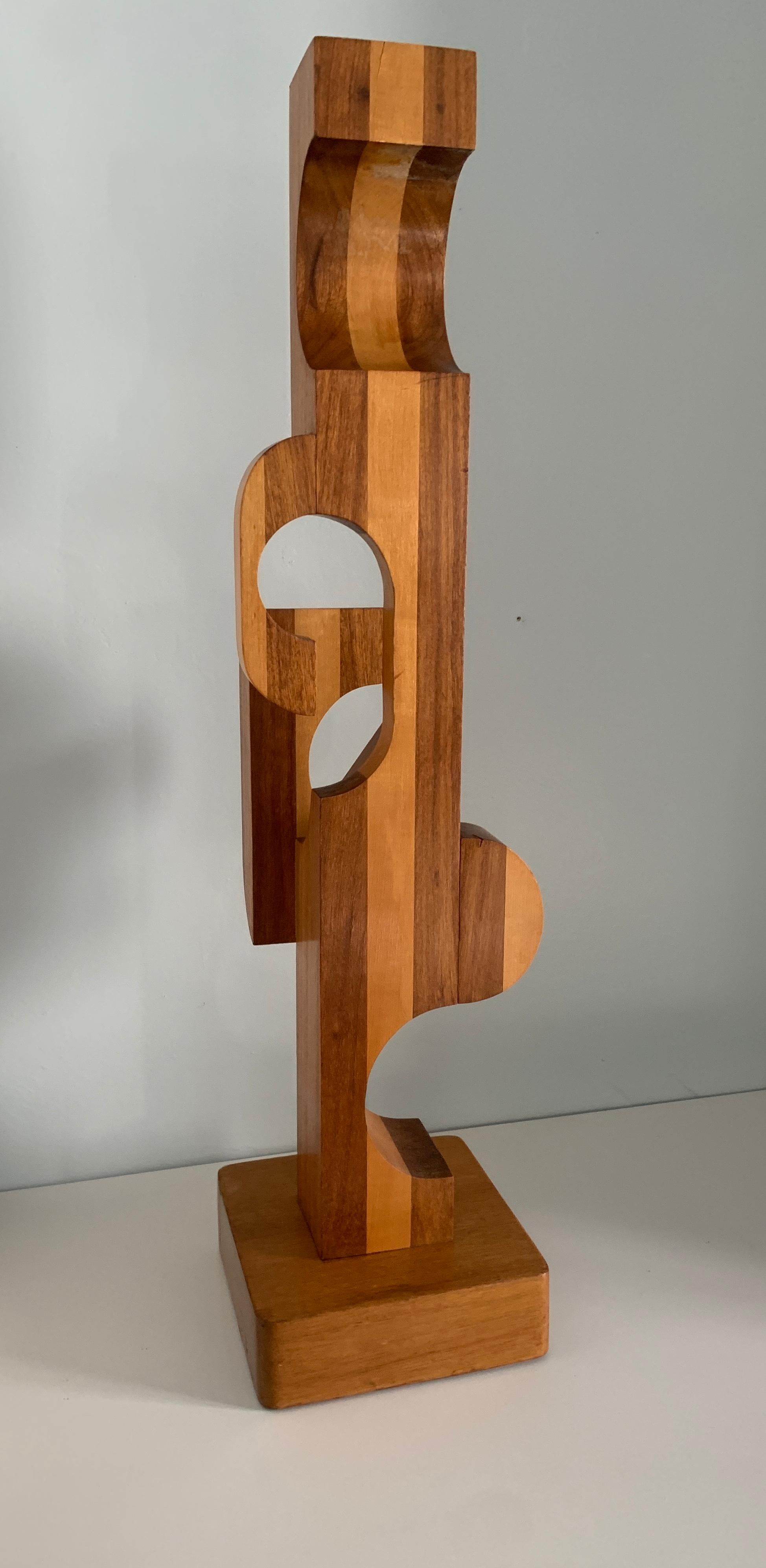 20th Century Wood Folkart Modern Geometric Sculpture