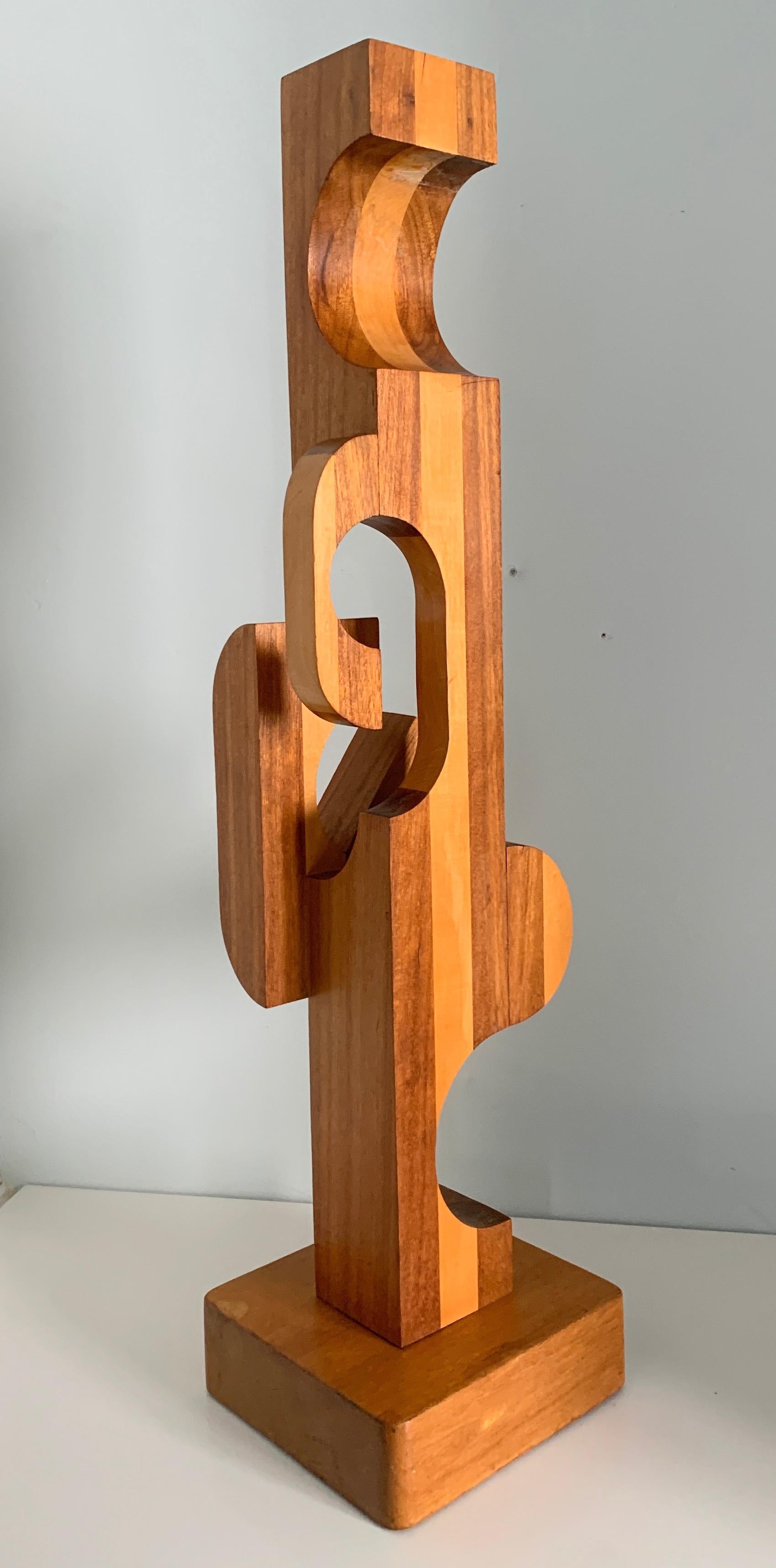 Wood Folkart Modern Geometric Sculpture 2