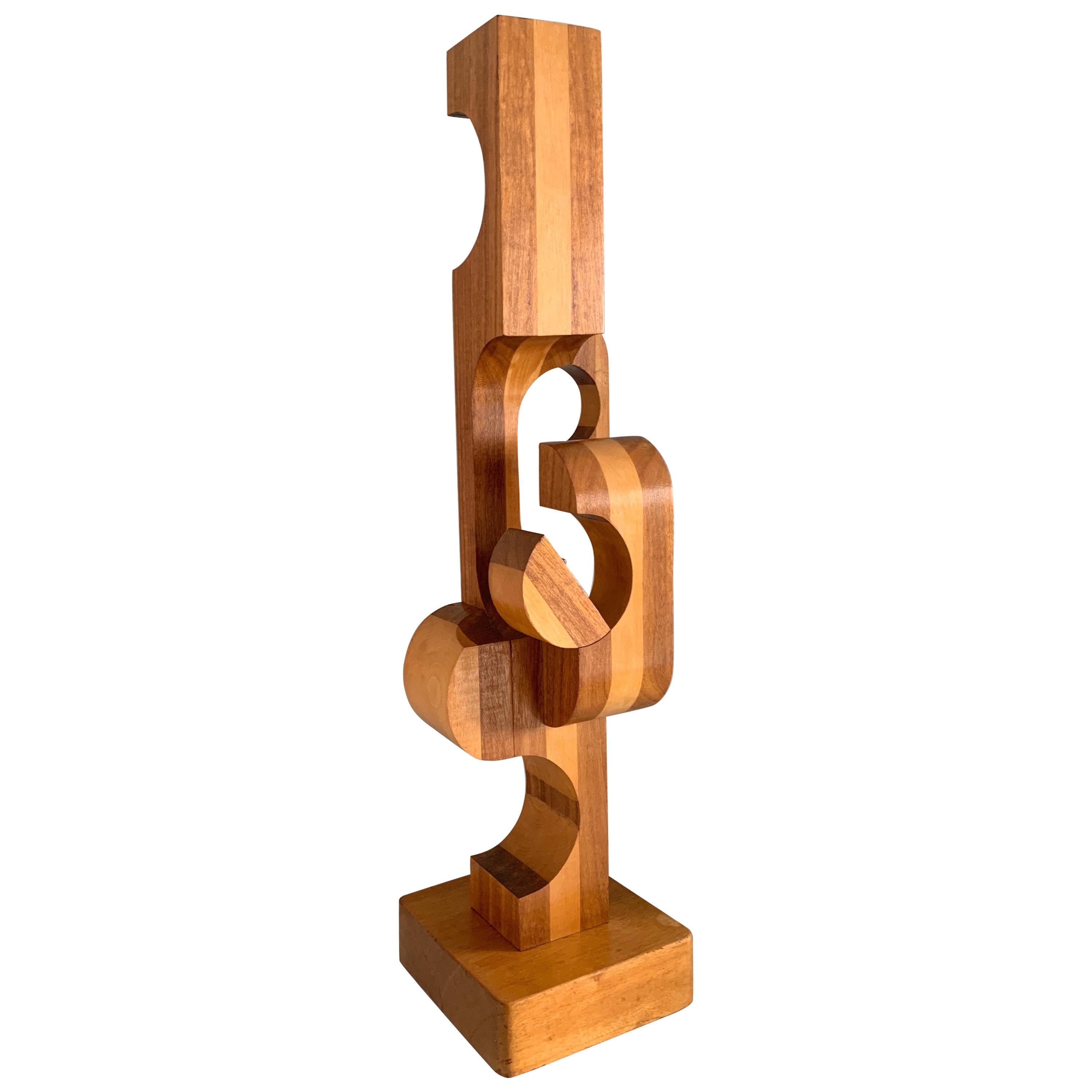 Wood Folkart Modern Geometric Sculpture