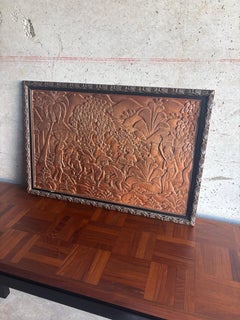 Mid-20th Century Balinese Hand-Carved Suar Wood Village Relief Panel
