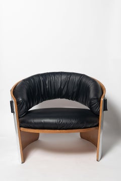 Wood, Formica and Leather Armchair, Designed by Ricardo Blanco, 1969.