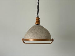 Wood Frame and Fabric Shade Ceiling Light, 1960s, Germany