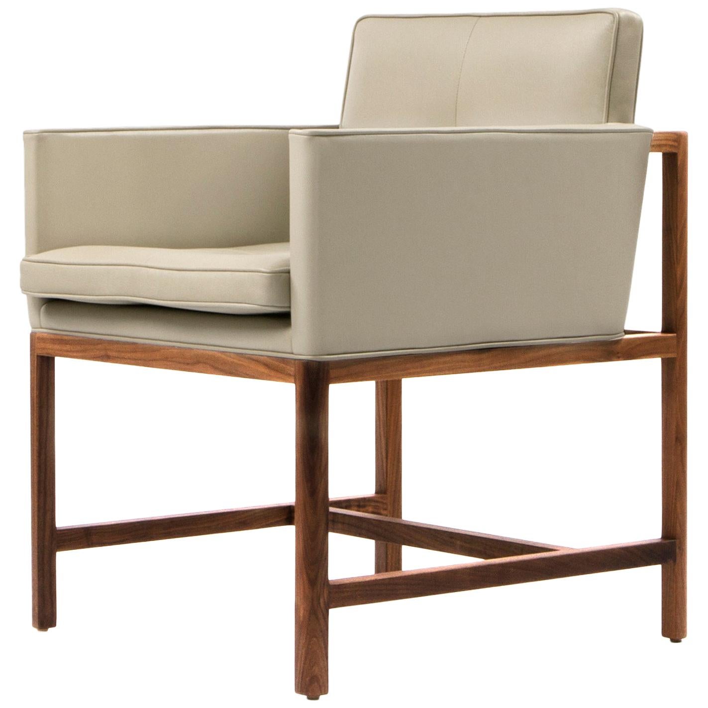 Wood Frame Armchair in Solid Walnut and Leather Designed by Craig Bassam