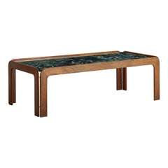 Wood Frame Coffee Table with Green Marble Top from Luxembourg, 1960s