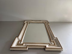 Wood Frame Gilted Coloured Art Nouveau Wall Mirror by Meissen, 1930s, Germany
