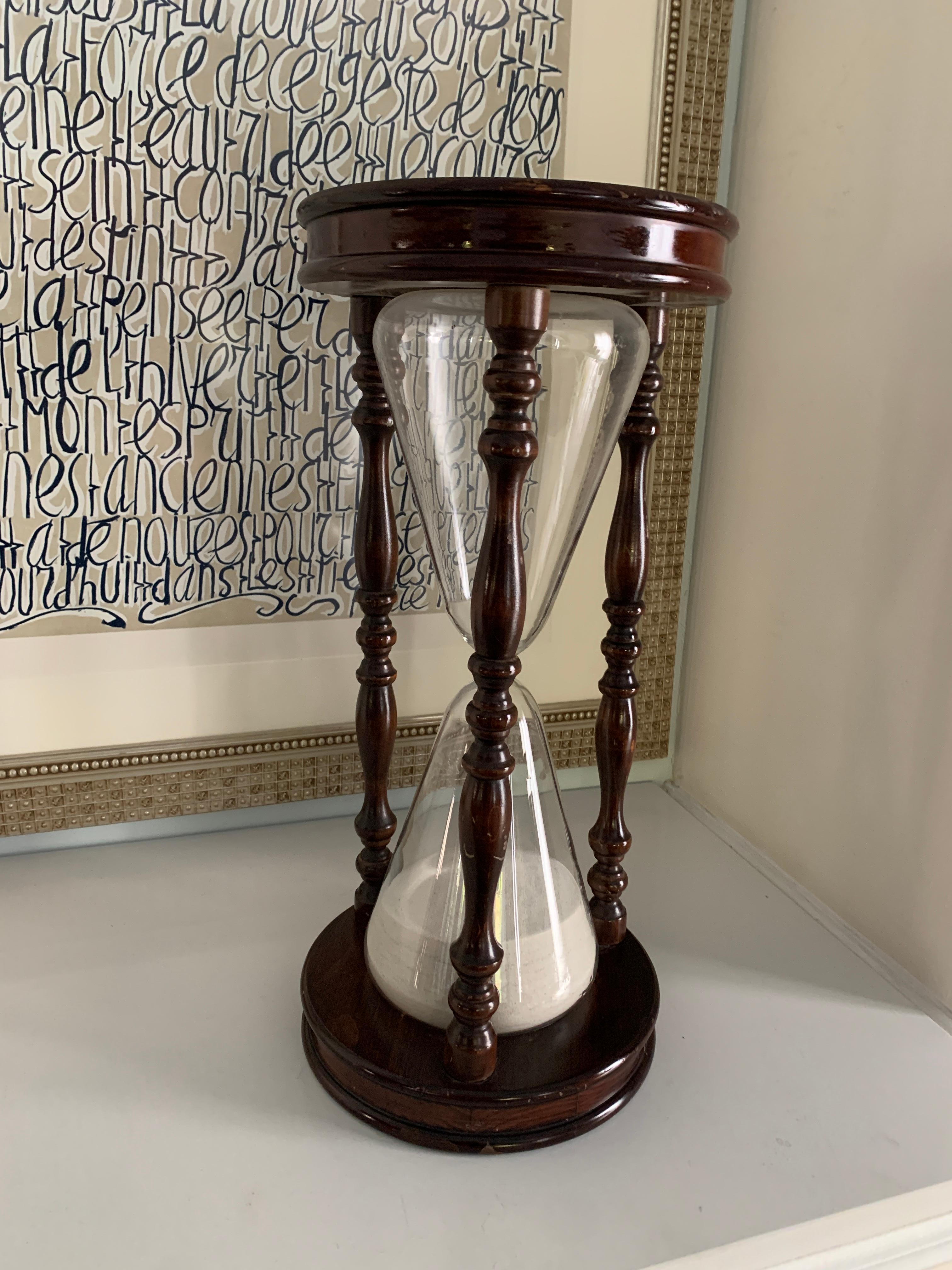 Victorian Wood Frame Hour Glass or Sand Timer For Sale