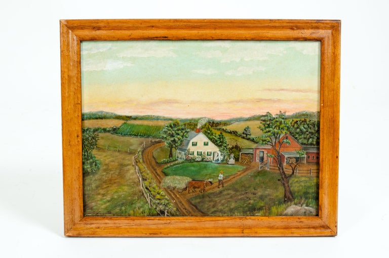 Wood Frame Mid-20th Century Oil / Board Painting For Sale 6