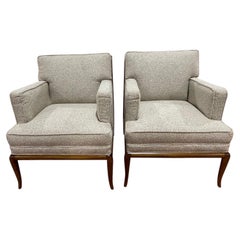 Wood Frame Pair Upholstered Chairs By Robsjohn-Gibbings, United States, 1950s