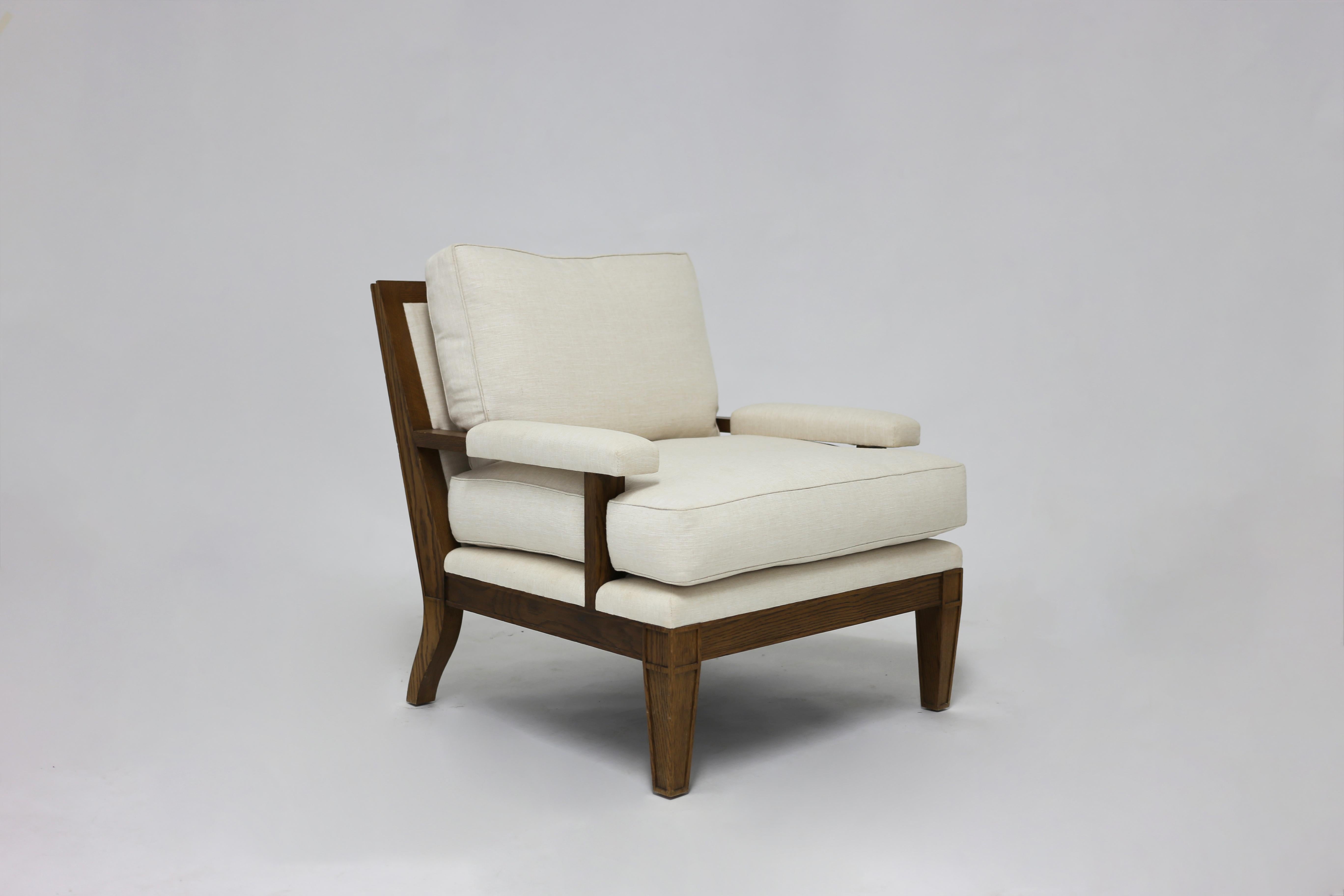 wood frame chair with cushions