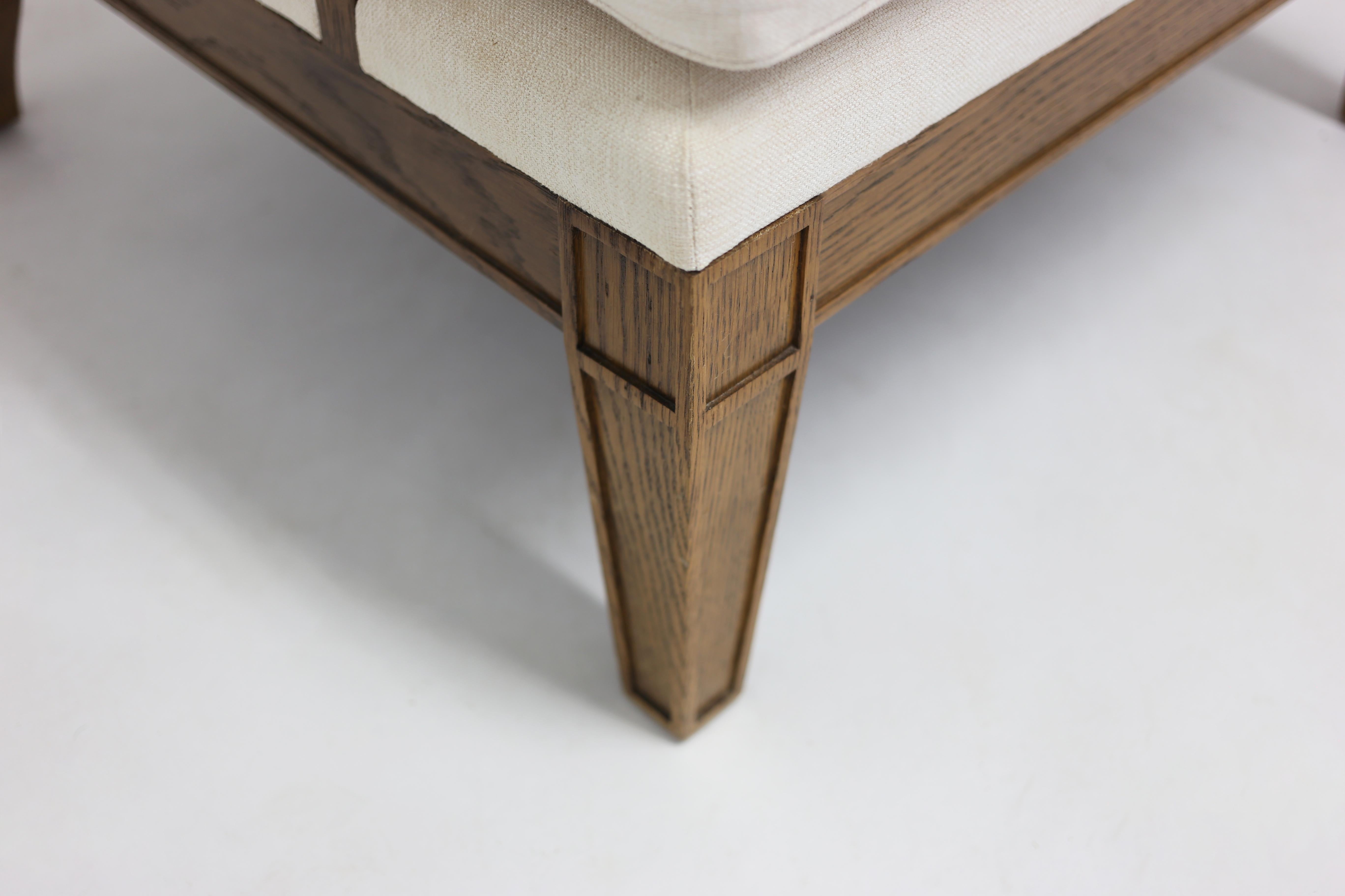 wood frame chair with cushions