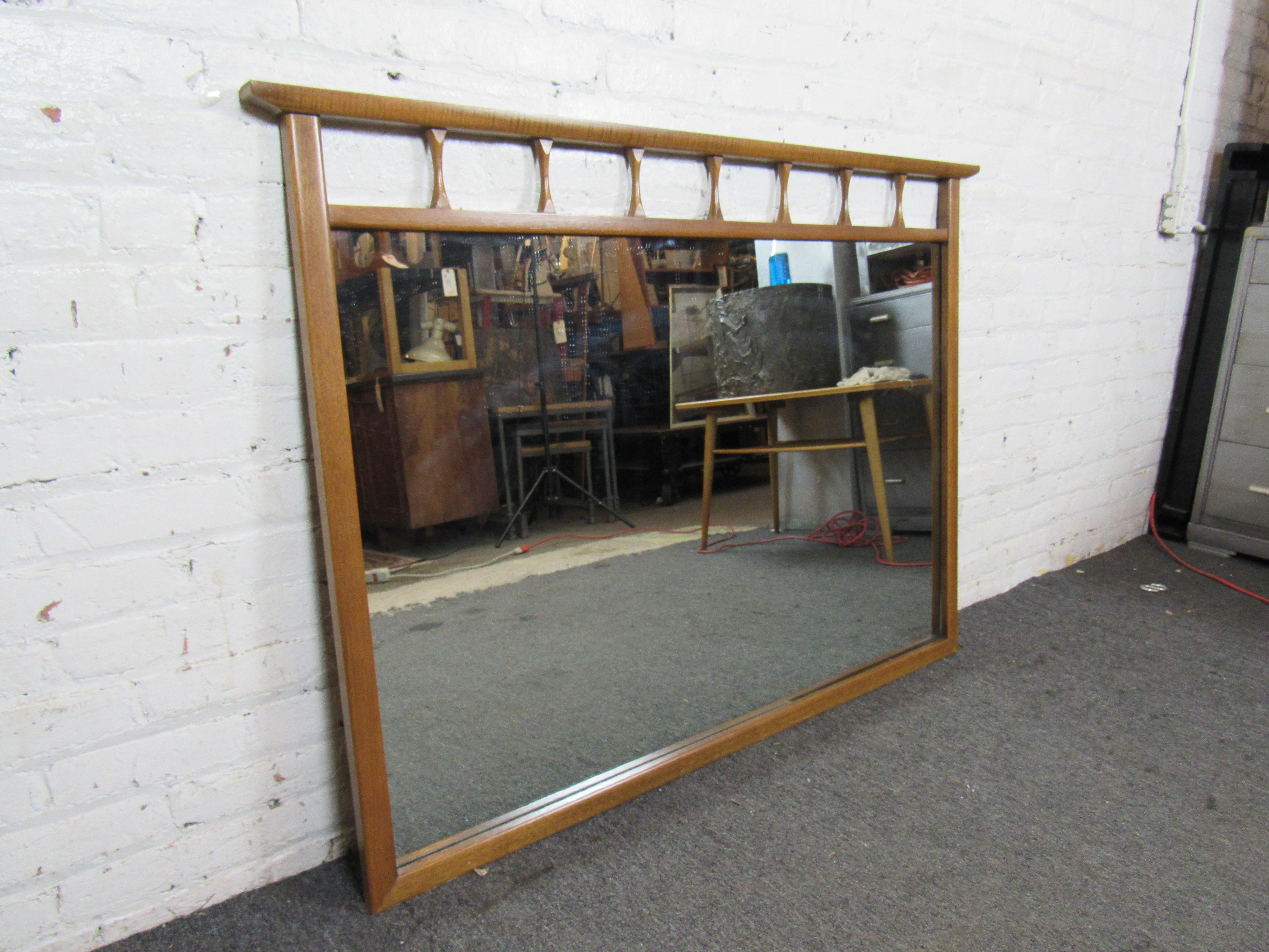 Mid-Century Modern Wood-Framed Vintage Wall Mirror For Sale