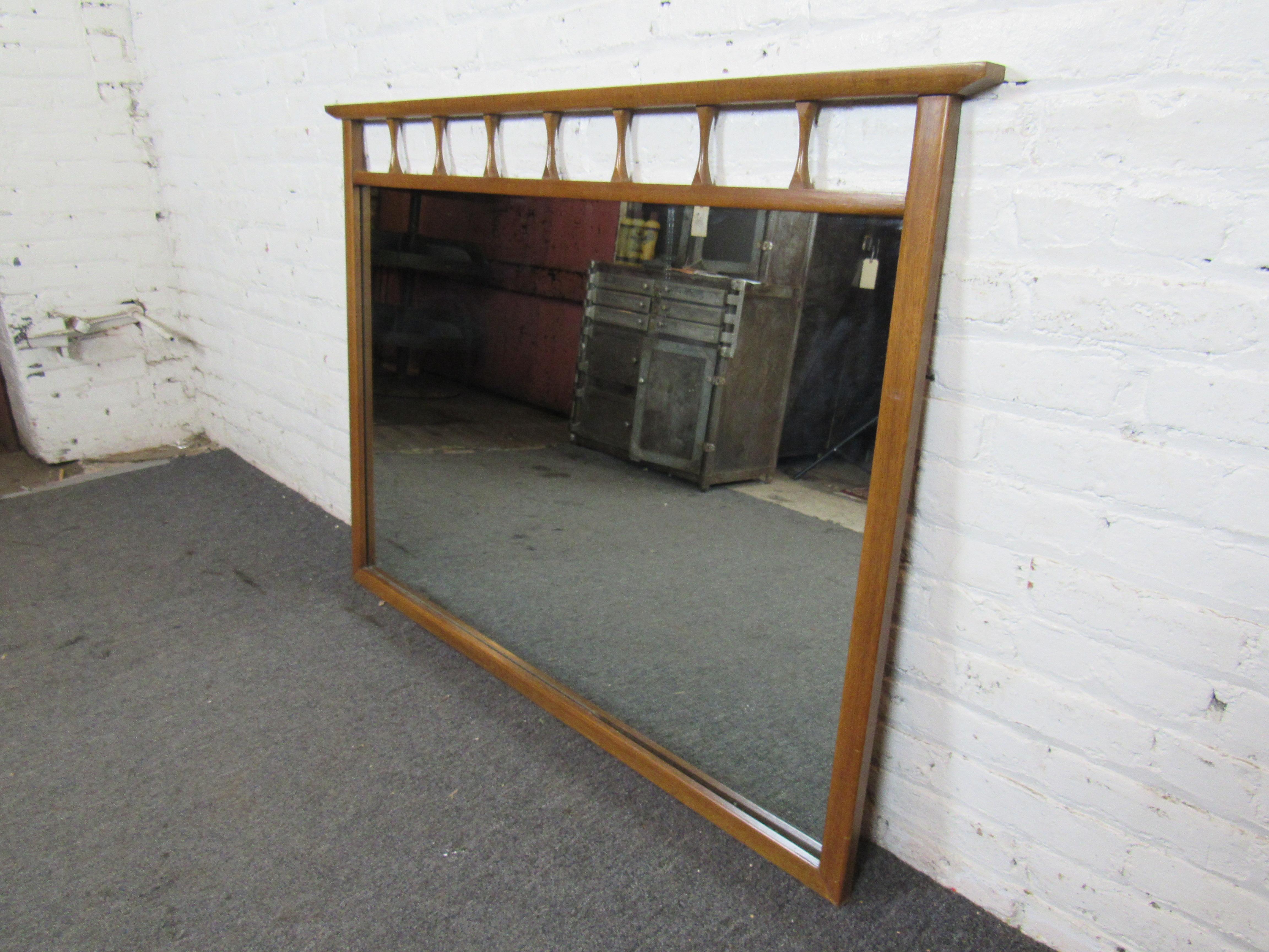 Wood-Framed Vintage Wall Mirror For Sale 2