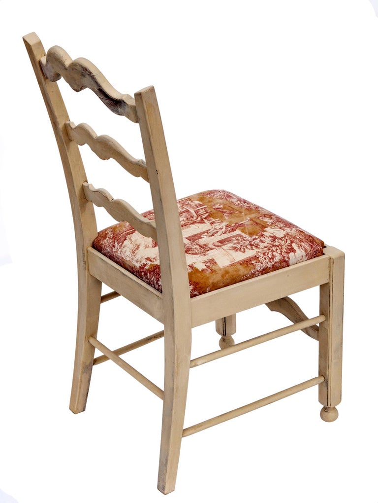 Country French Fruitwood Chairs/ Farm Scenic Upholstery For Sale at 1stDibs