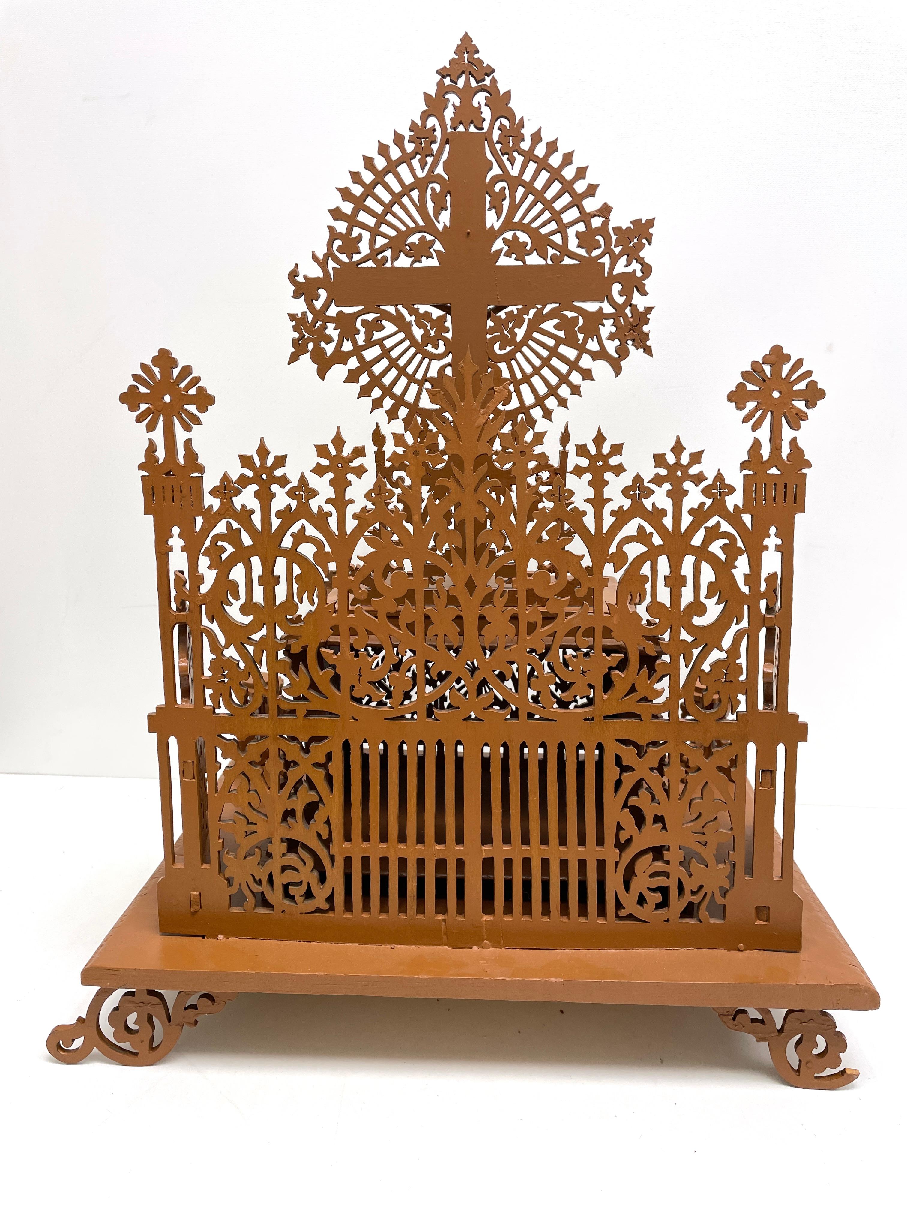 Wood Fretwork House Altar with Accessories Black Forest Folk Art 1900s For Sale 8