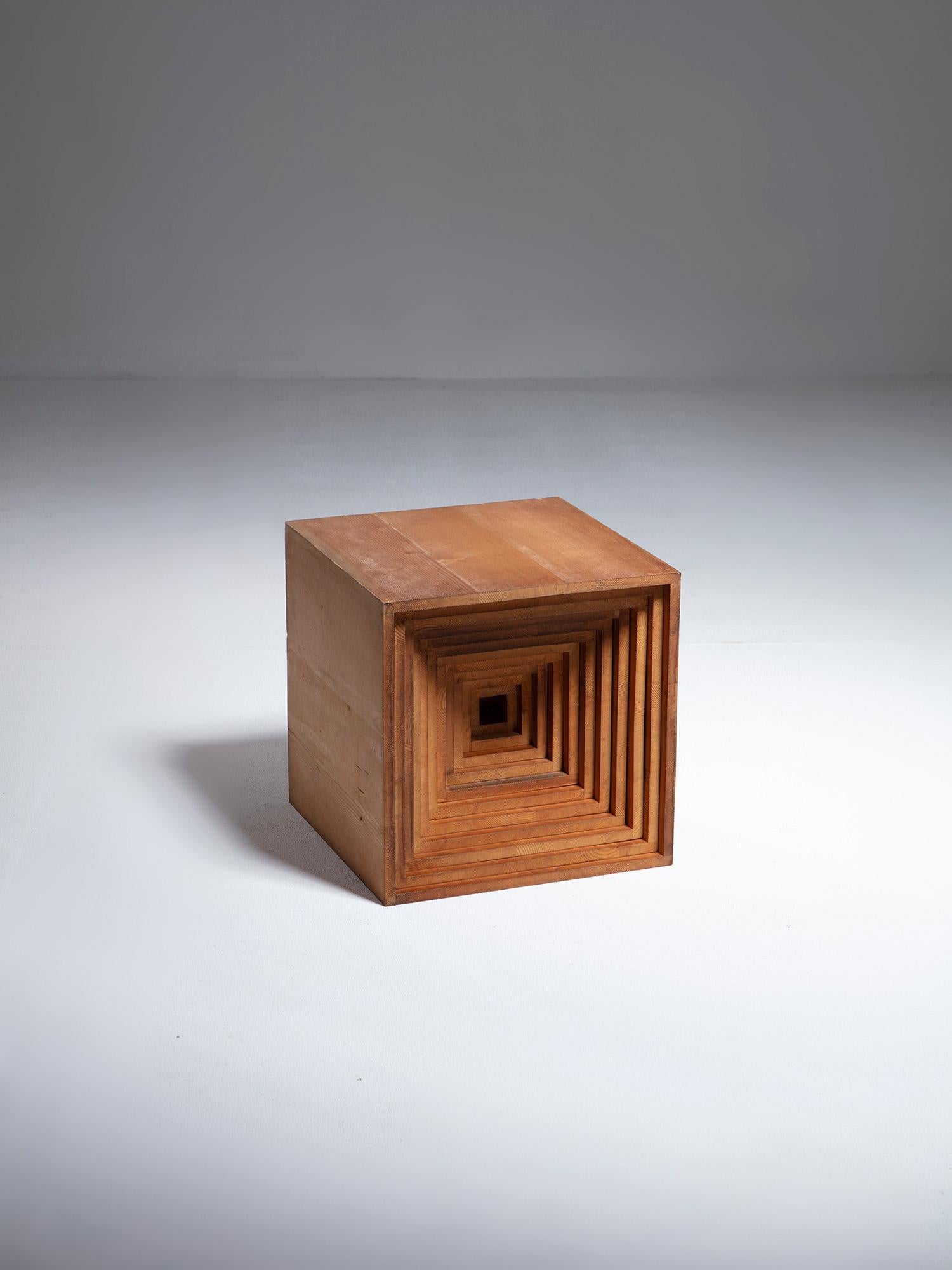 Italian Wood Geometric Sculpture by Elio Mari and Giovanni Sacchi, Italy, 1972 For Sale