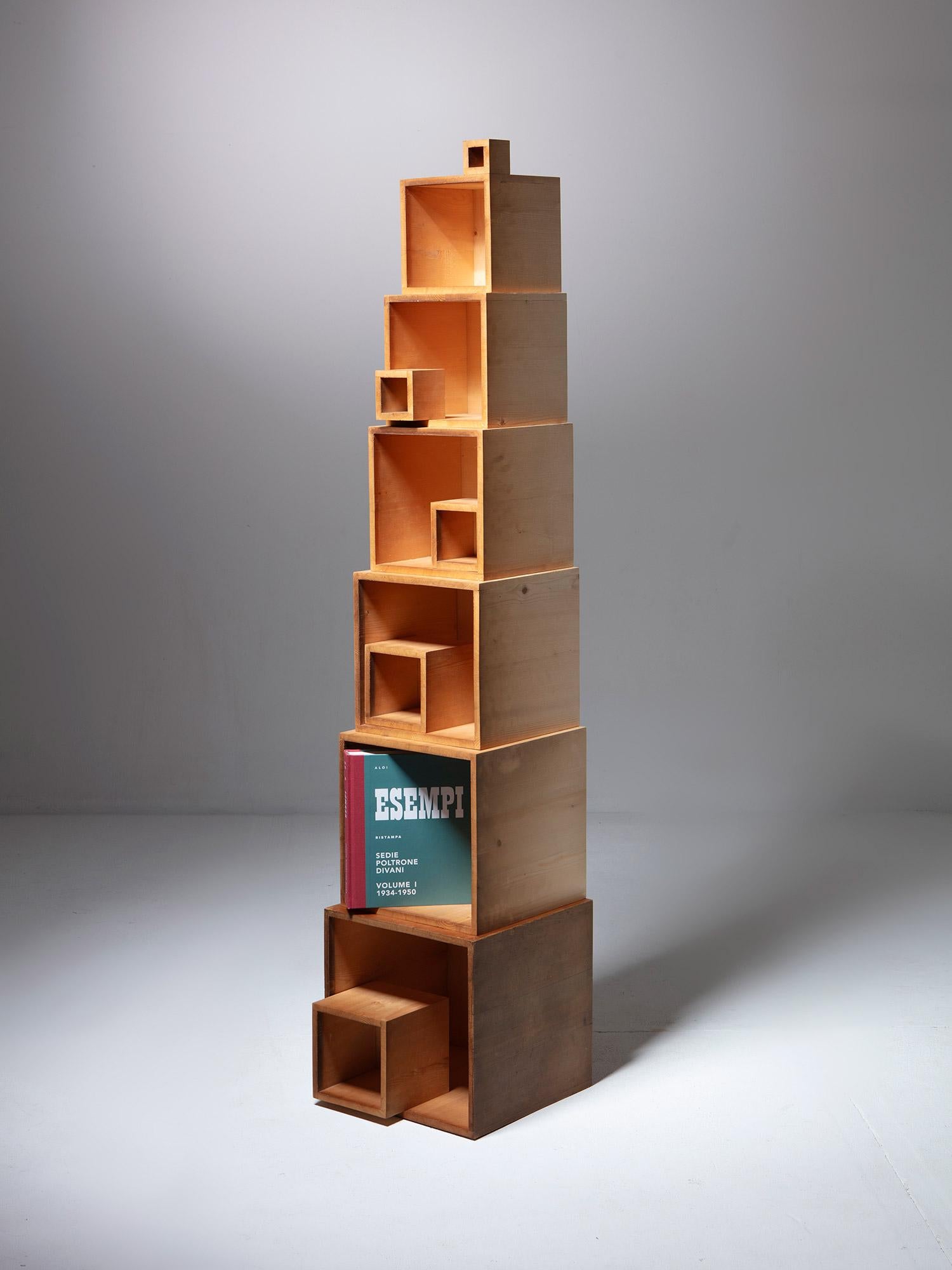 Wood Geometric Sculpture by Elio Mari and Giovanni Sacchi, Italy, 1972 For Sale 1