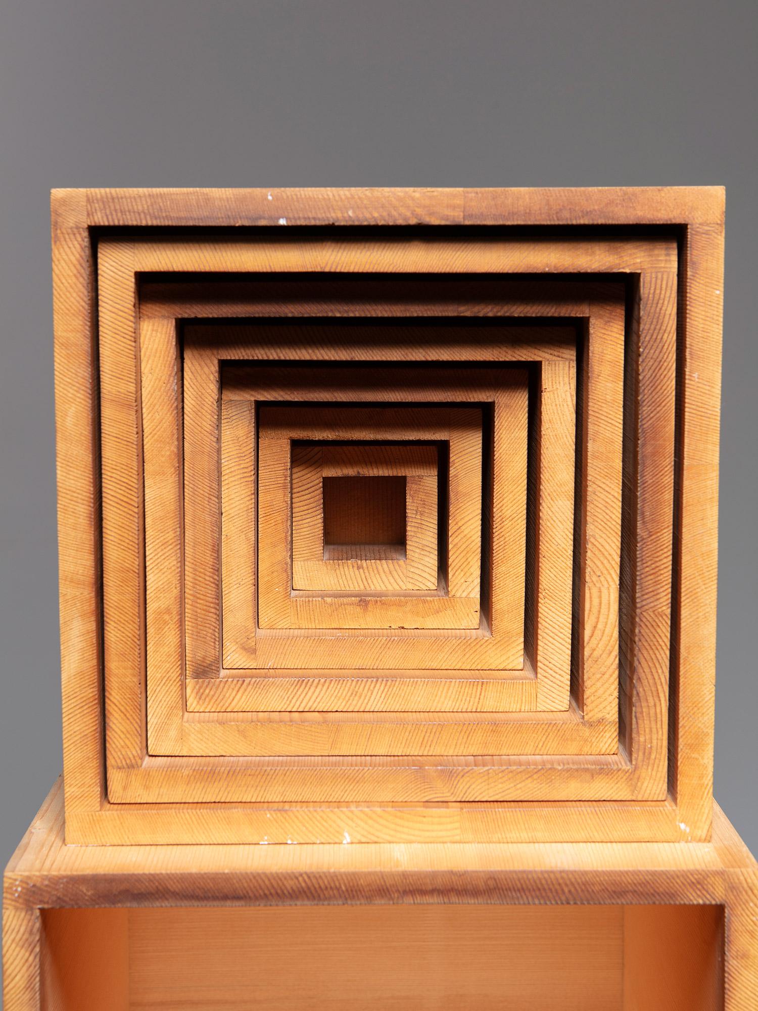 Wood Geometric Sculpture by Elio Mari and Giovanni Sacchi, Italy, 1972 For Sale 2