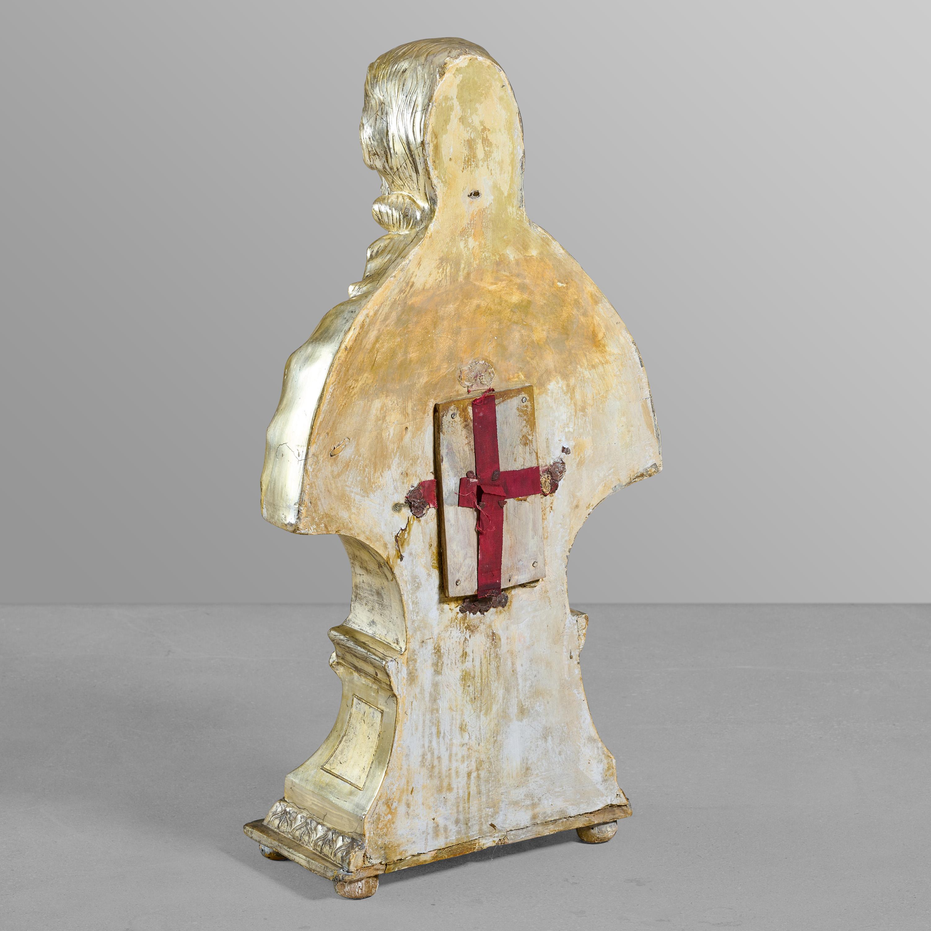 Wood, Gesso, and Silver Leaf Reliquary In Good Condition For Sale In Round Top, TX