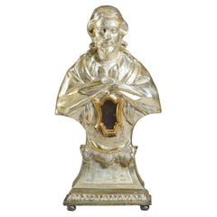 Reliquiario in legno, gesso e foglia d'argento