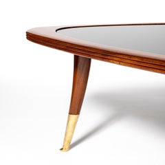 Table basse en bois, verre et bronze par Englander & Bonta, Argentine, vers 1950.