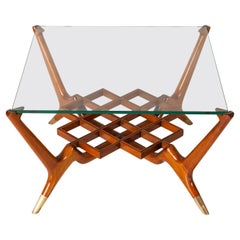 Mesa baja de madera, cristal y bronce de Englander & Bonta, Argentina, circa 1950