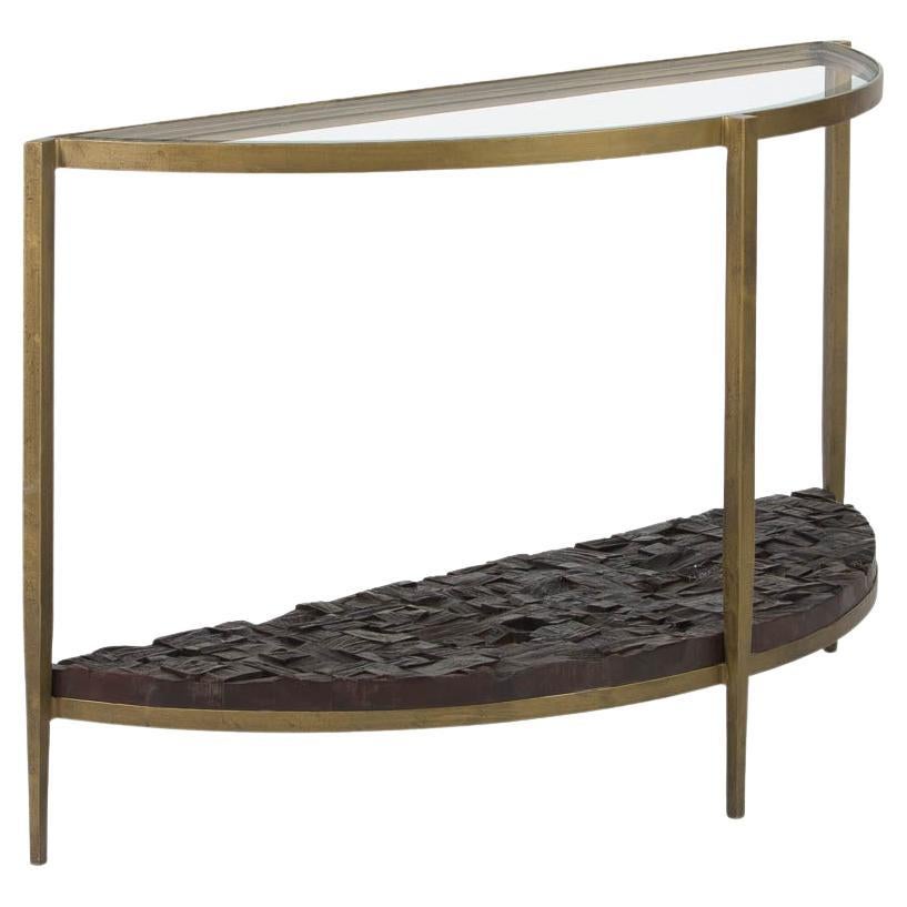 Wood, Glass And Metal Console Table by Thai Natura