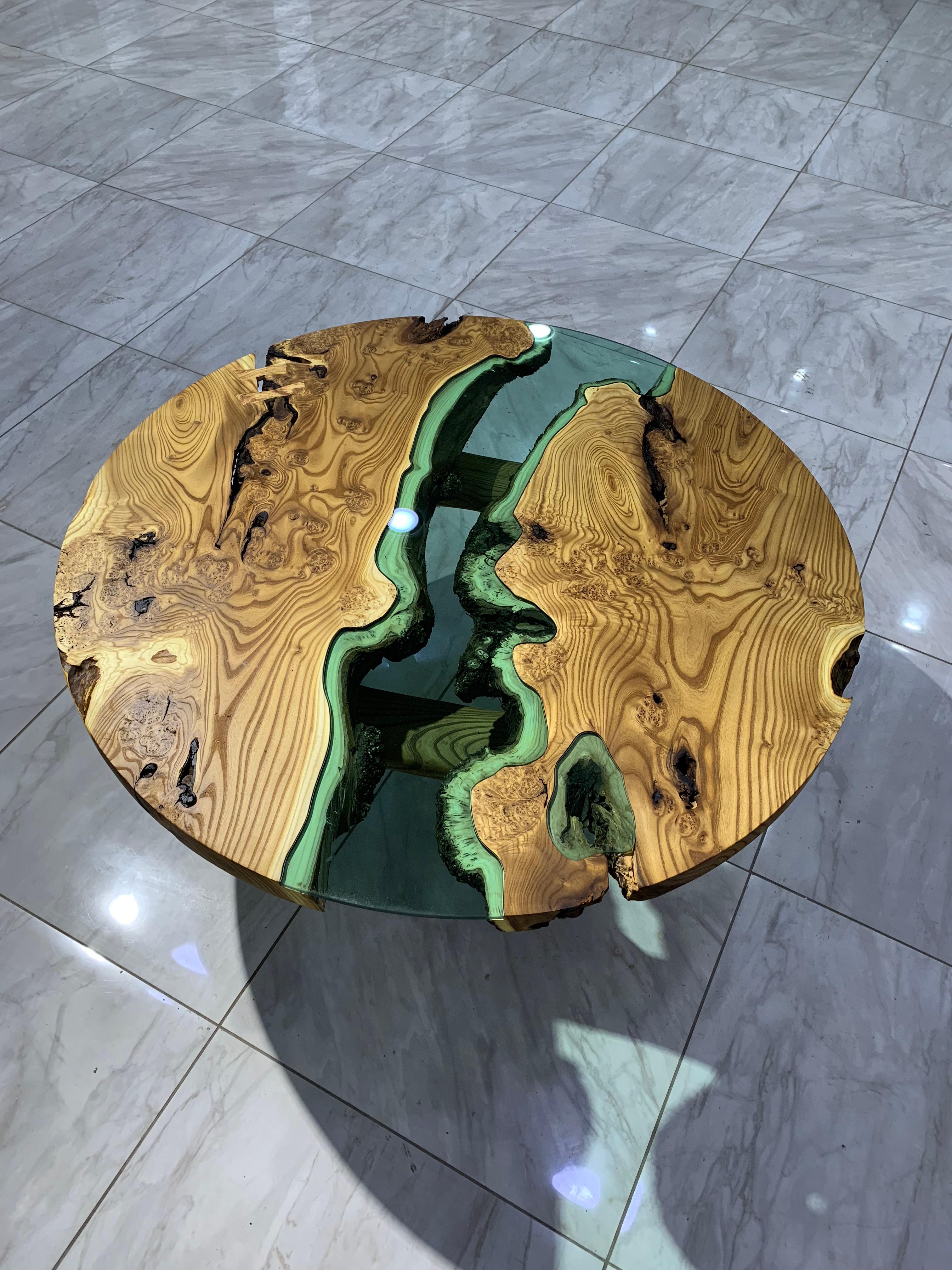 Wood & Glass Coffee Table For Sale 1