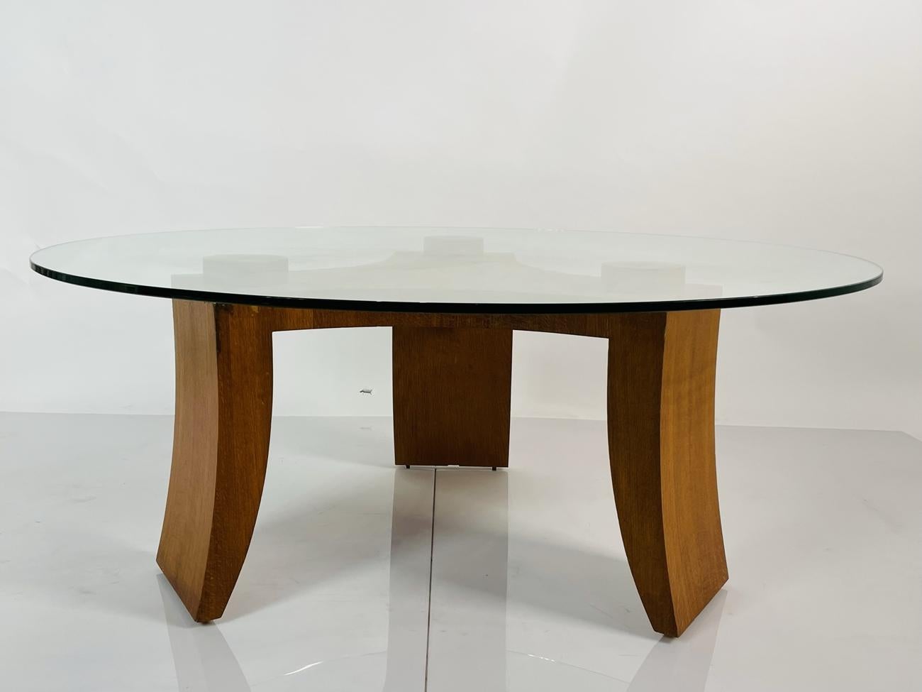 Wood & Glass Coffee Table in the style of Vladimir Kagan 5
