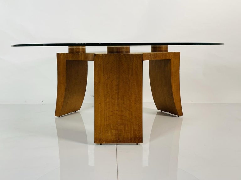 Wood and Glass Coffee Table in the style of Vladimir Kagan For Sale at 1stDibs