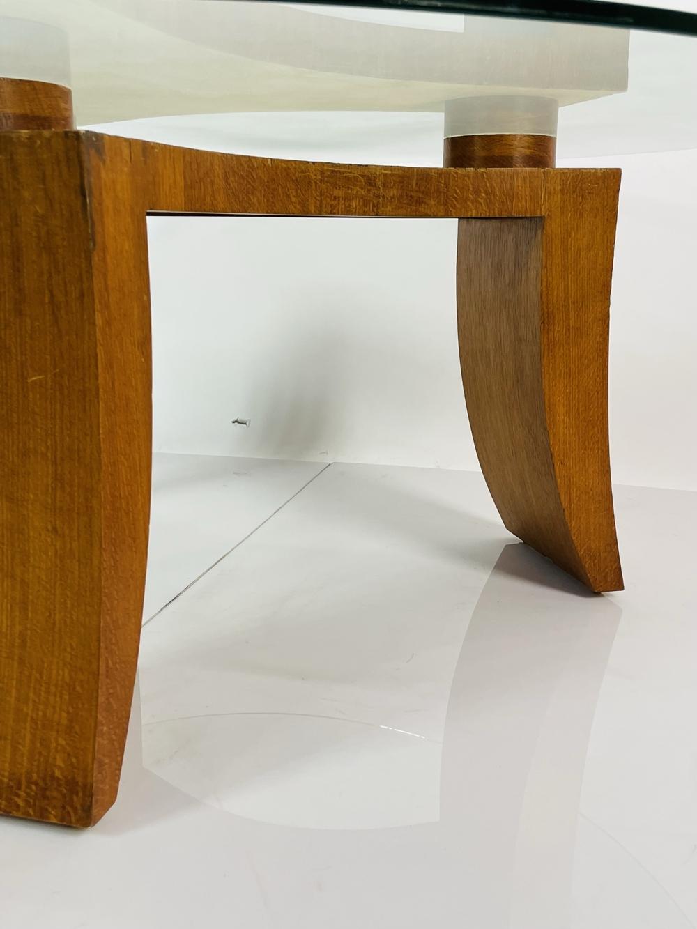 Mid-20th Century Wood & Glass Coffee Table in the style of Vladimir Kagan