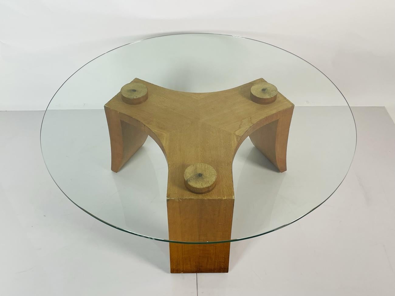 Wood & Glass Coffee Table in the style of Vladimir Kagan 2
