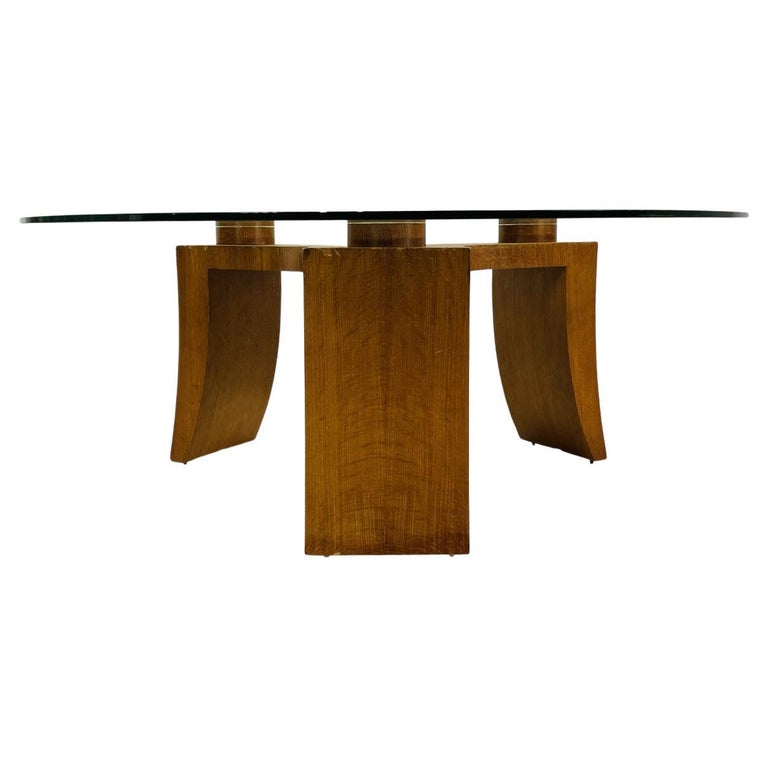 Wood and Glass Coffee Table in the style of Vladimir Kagan For Sale at 1stDibs