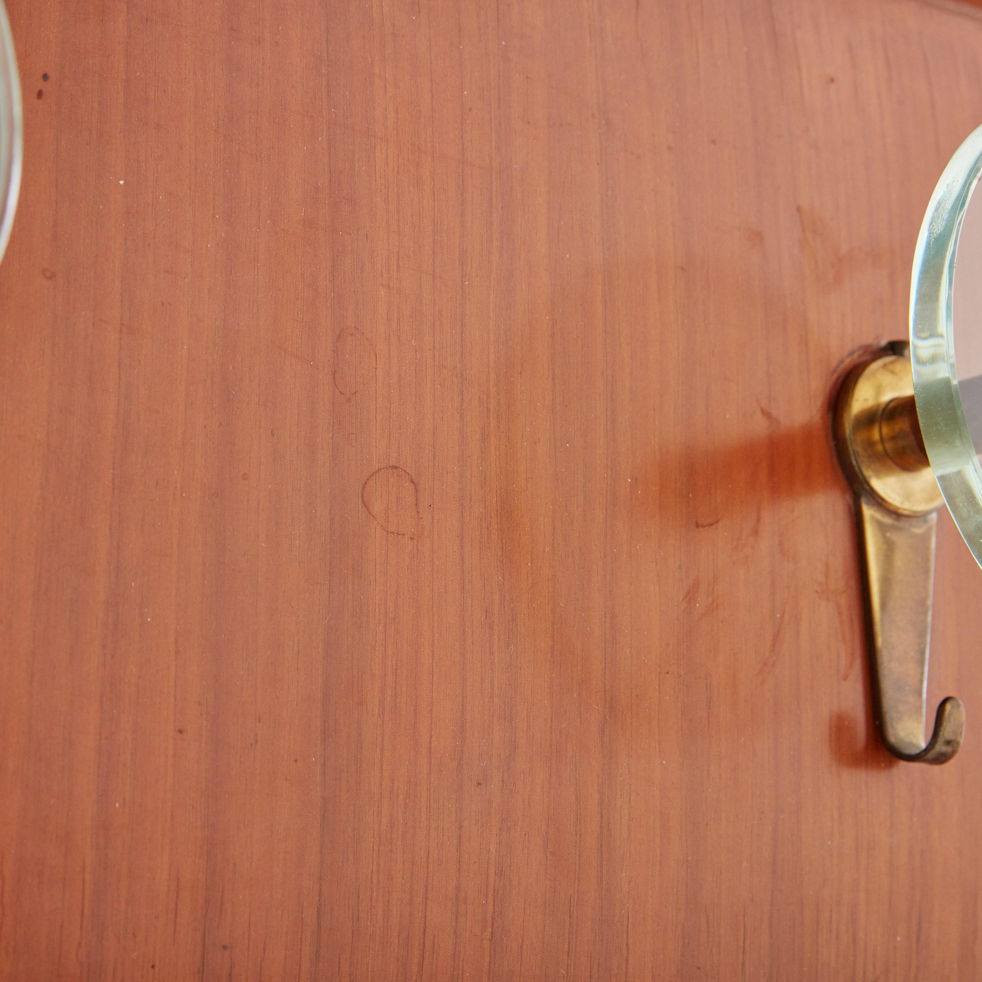 Wood + Glass Wall Mounted Coat Rack, Italy 1960s For Sale 3