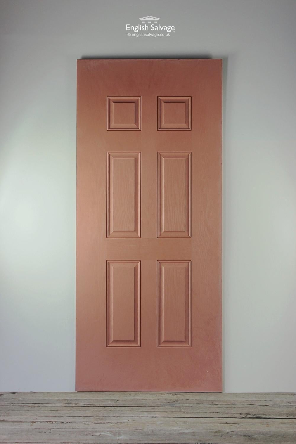Wood grain effect veneer 6 panel interior moulded door skin. Would make ideal room panelling when painted.