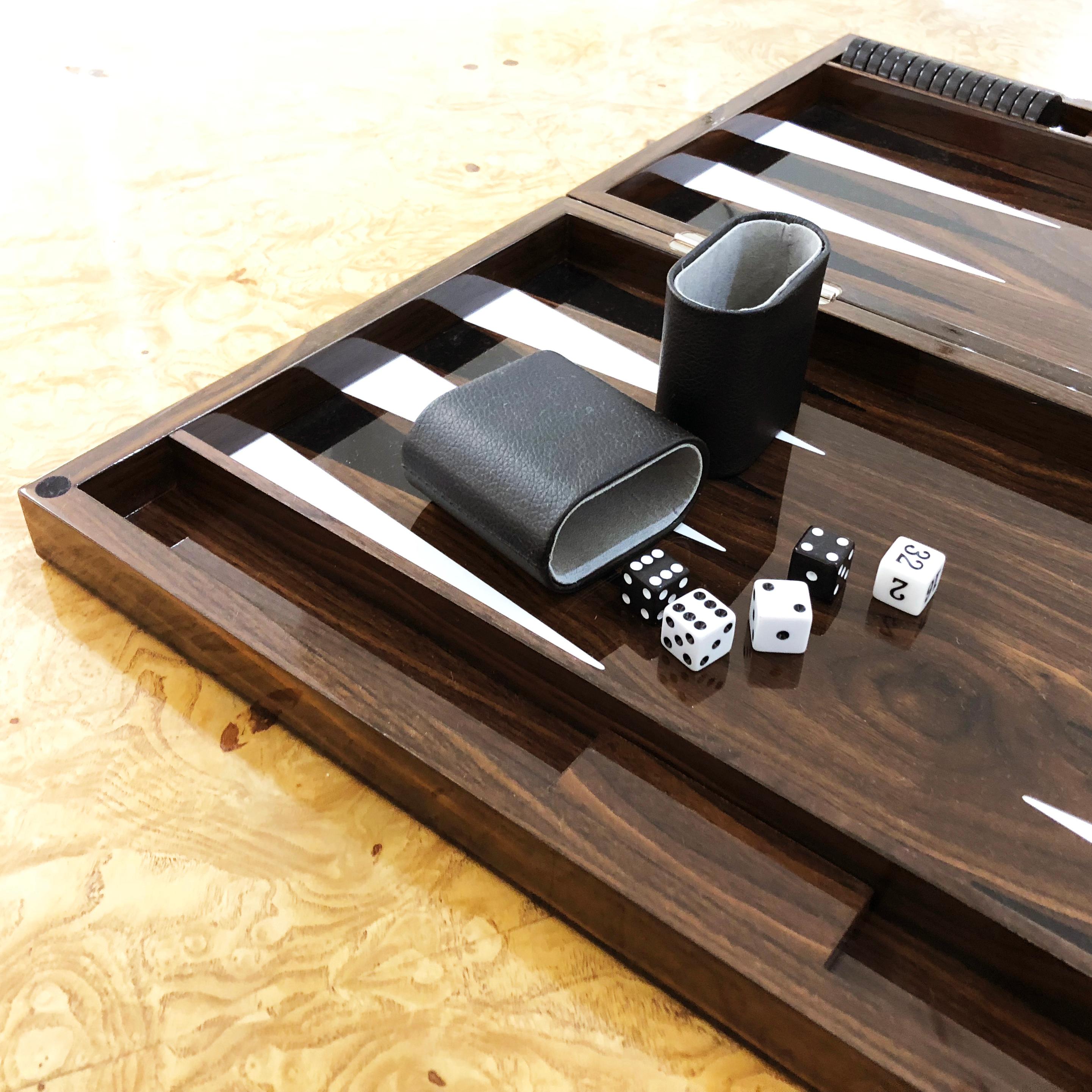 American Wood Grain Lacquer Backgammon Set