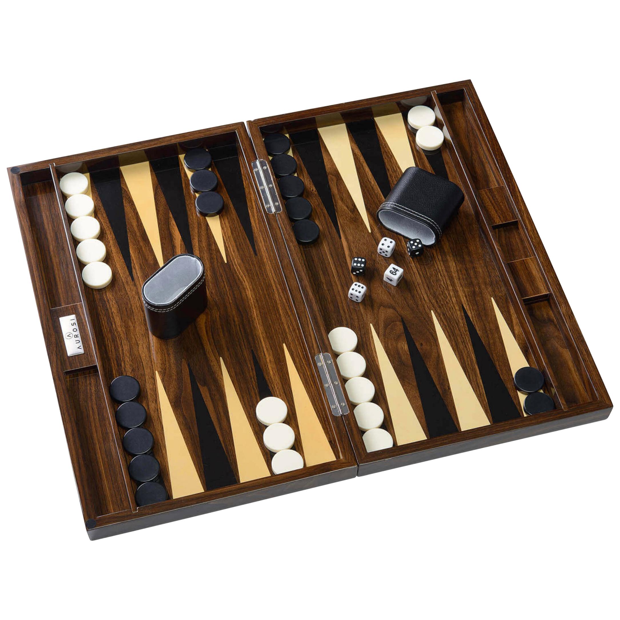 Wood Grain Lacquer Backgammon Set