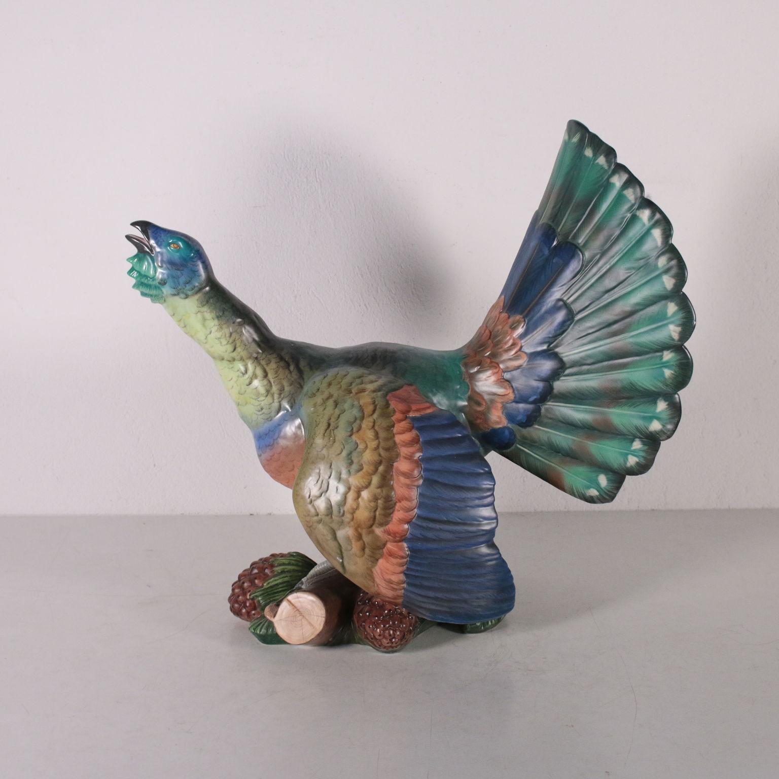 Wood Grouse, Ceramic, Italy 1930s Lenci Felice Tosalli In Good Condition In Milano, IT