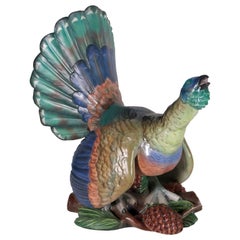 Vintage Wood Grouse, Ceramic, Italy 1930s Lenci Felice Tosalli