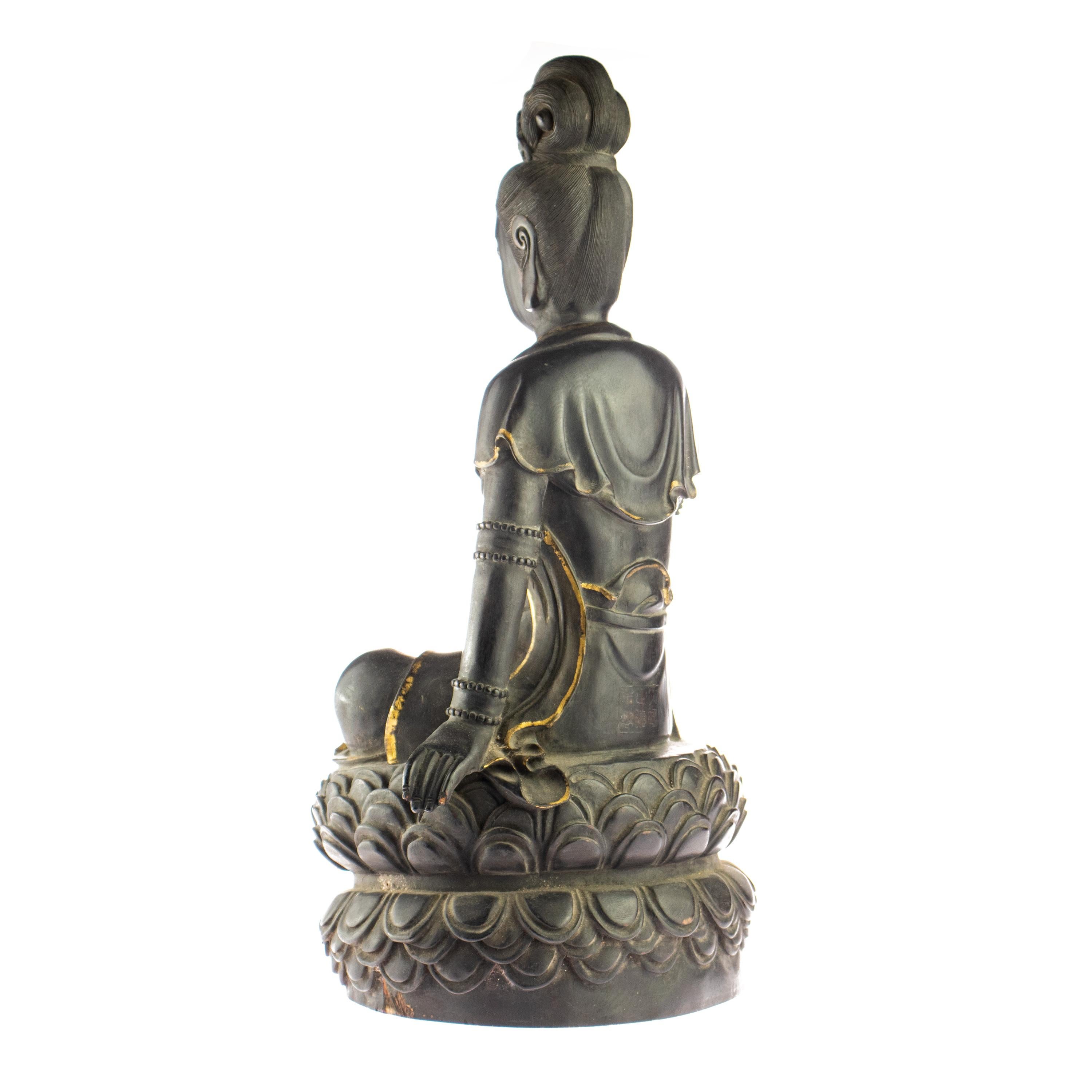 Hand-Carved Wood Guanyin Bodhisattva Female Buddha Asian Handmade Carved Statue Sculpture