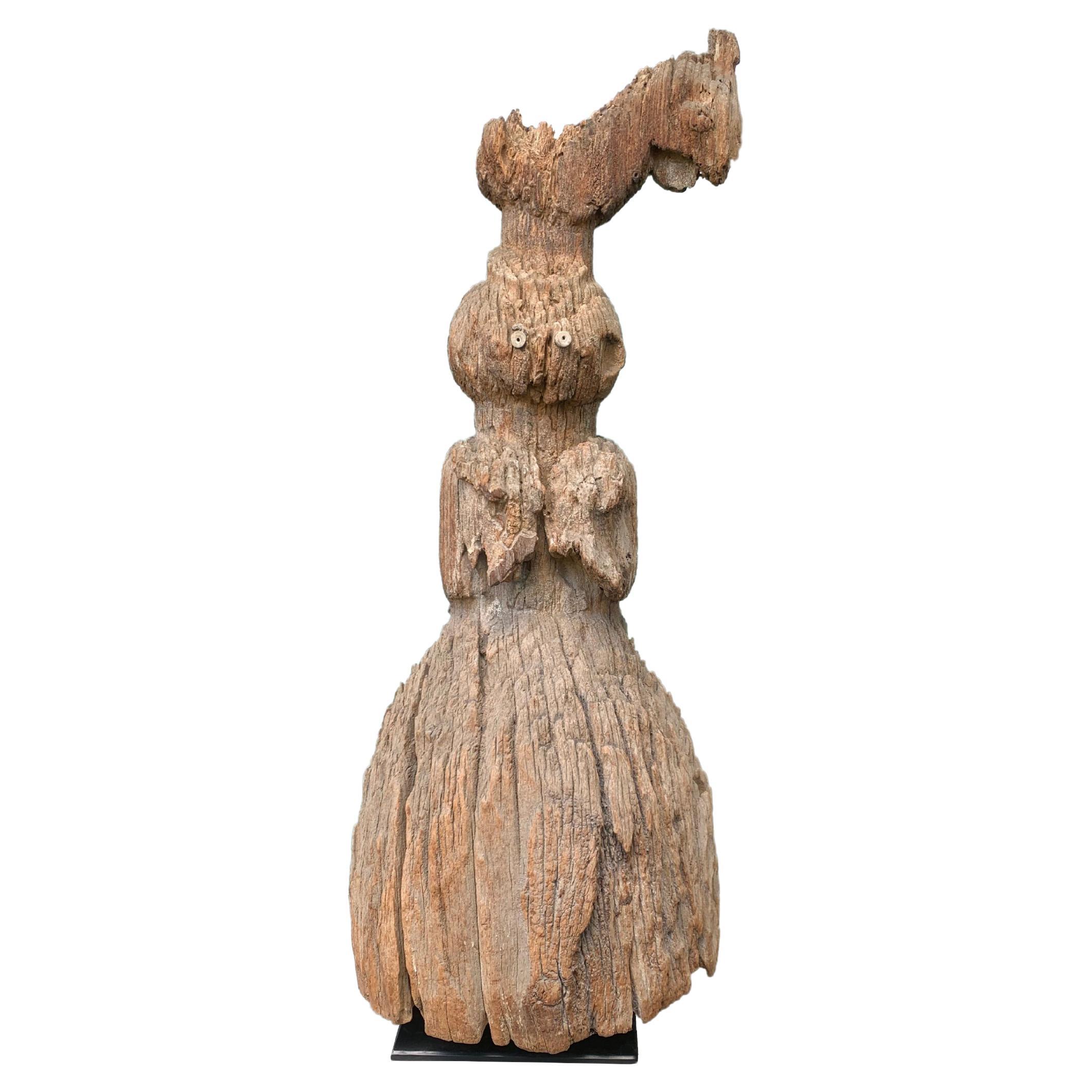 Wood Guardian Figure on a Stand with Shell Inlaid Eyes Timor, Indonesia, c. 1900