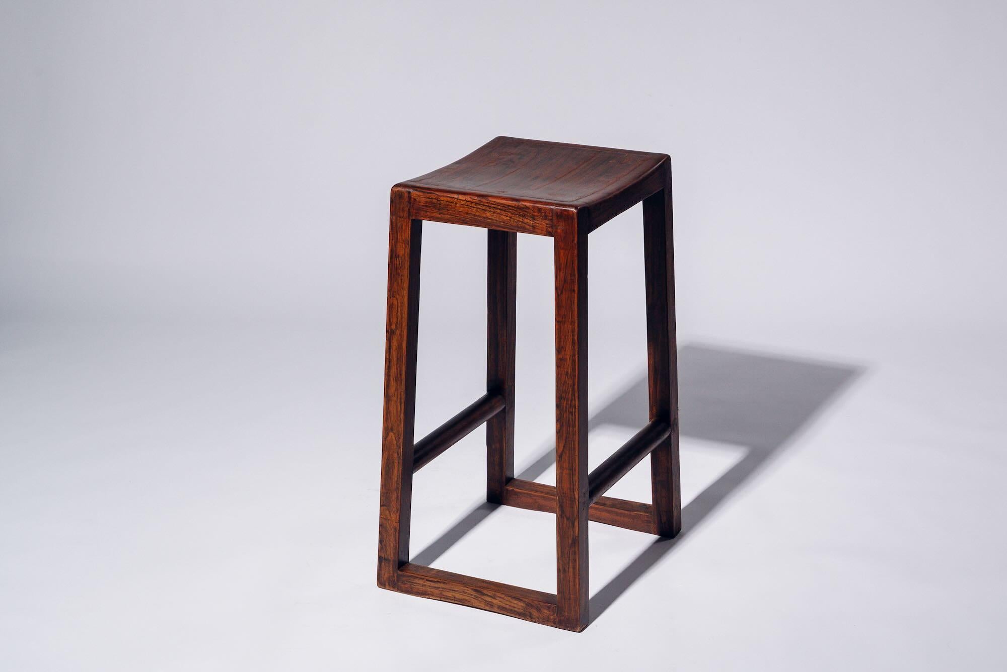Mid-Century Modern Wood H-leg Stool by Pierre Jeanneret for Chandigarh, India, Circa 1960 For Sale