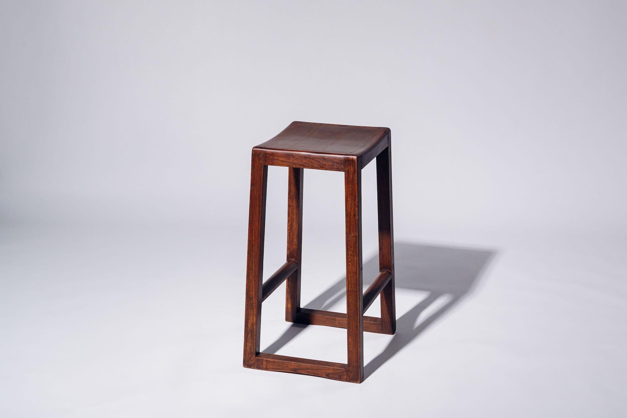 Mid-Century Modern Wood H-leg Stool by Pierre Jeanneret for Chandigarh, India, Circa 1960 For Sale