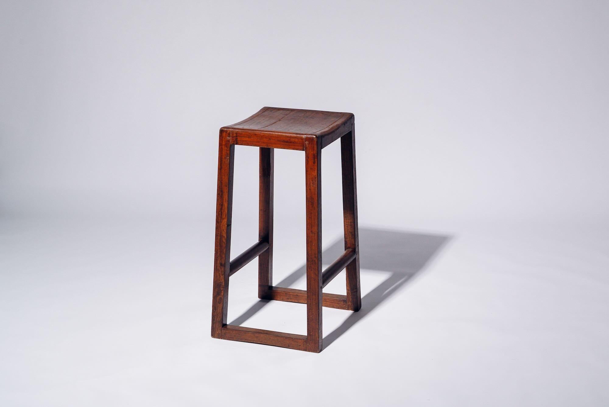 Mid-Century Modern Wood H-leg Stool by Pierre Jeanneret for Chandigarh, India, Circa 1960 For Sale