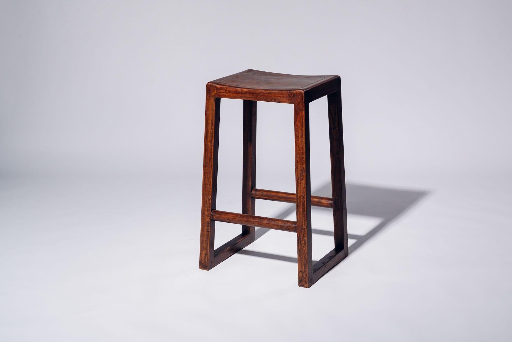 Indian Wood H-leg Stool by Pierre Jeanneret for Chandigarh, India, Circa 1960 For Sale