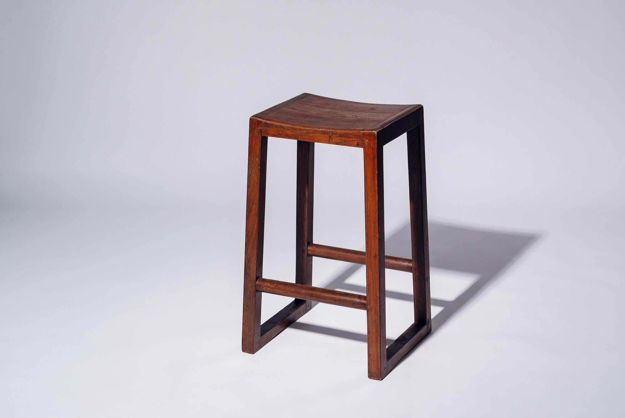 Indian Wood H-leg Stool by Pierre Jeanneret for Chandigarh, India, Circa 1960 For Sale