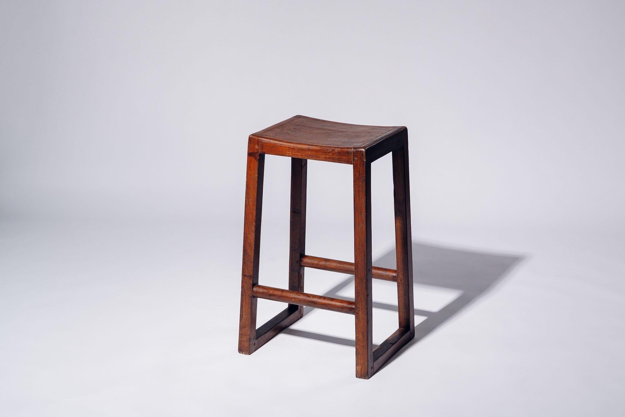 Indian Wood H-leg Stool by Pierre Jeanneret for Chandigarh, India, Circa 1960 For Sale