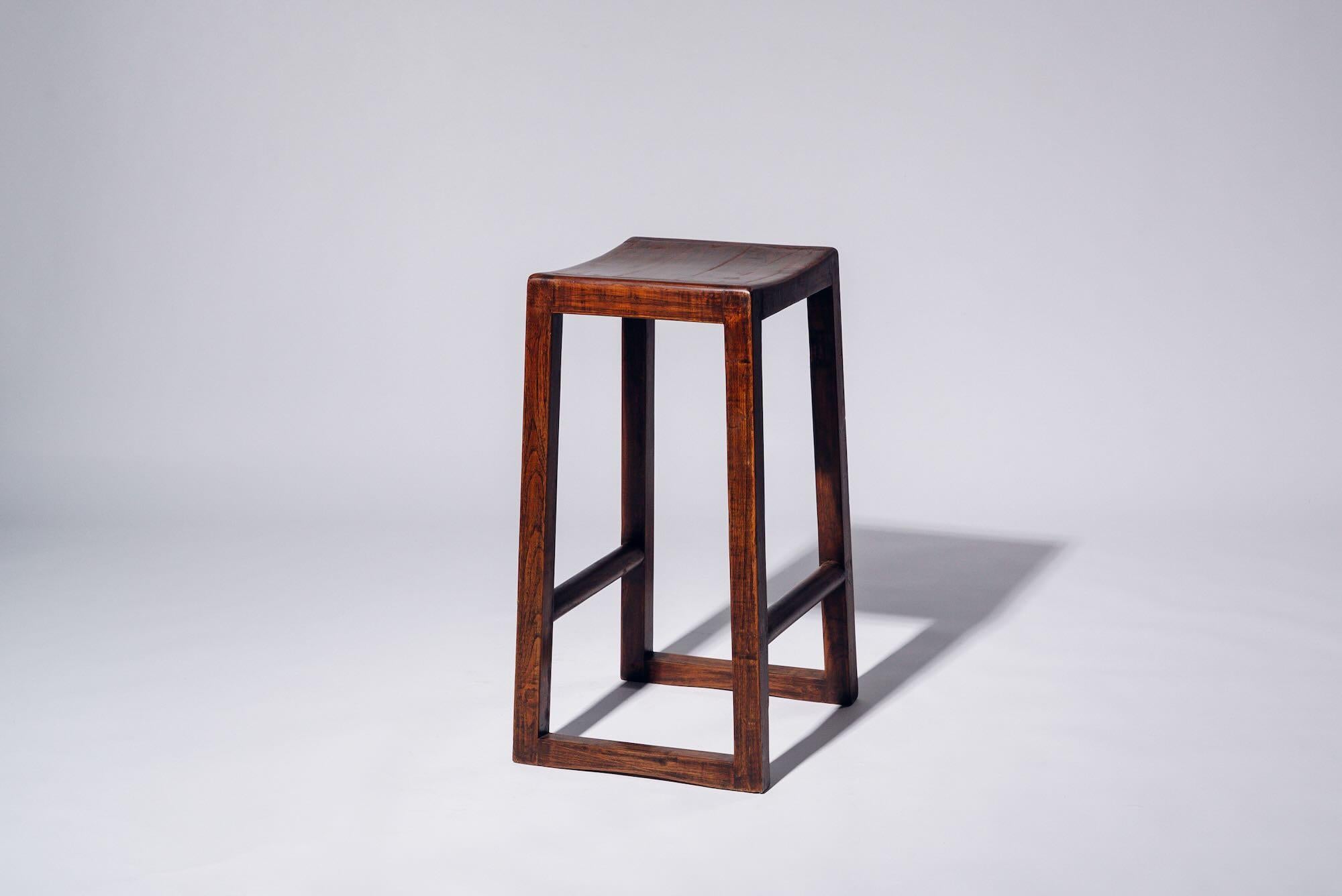 Wood H-leg Stool by Pierre Jeanneret for Chandigarh, India, Circa 1960 In Good Condition For Sale In Tokyo, JP