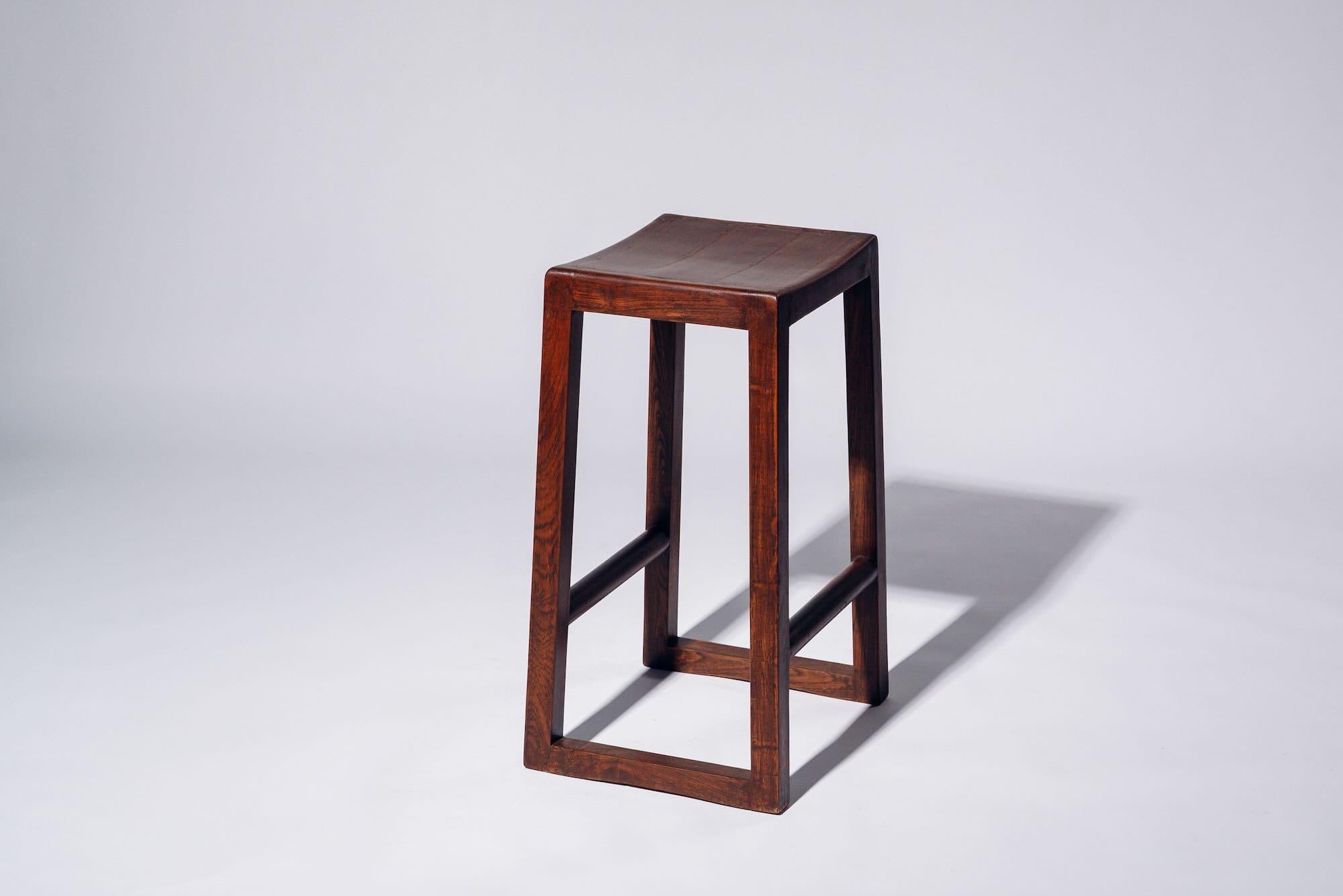 Wood H-leg Stool by Pierre Jeanneret for Chandigarh, India, Circa 1960 In Good Condition For Sale In Tokyo, JP