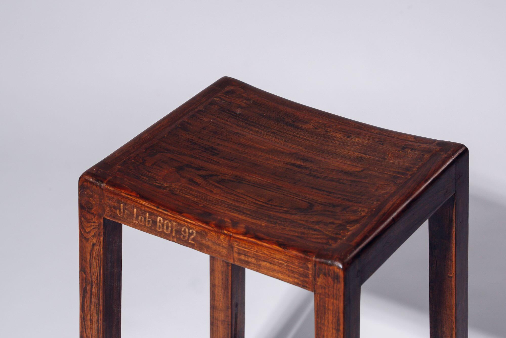 20th Century Wood H-leg Stool by Pierre Jeanneret for Chandigarh, India, Circa 1960 For Sale